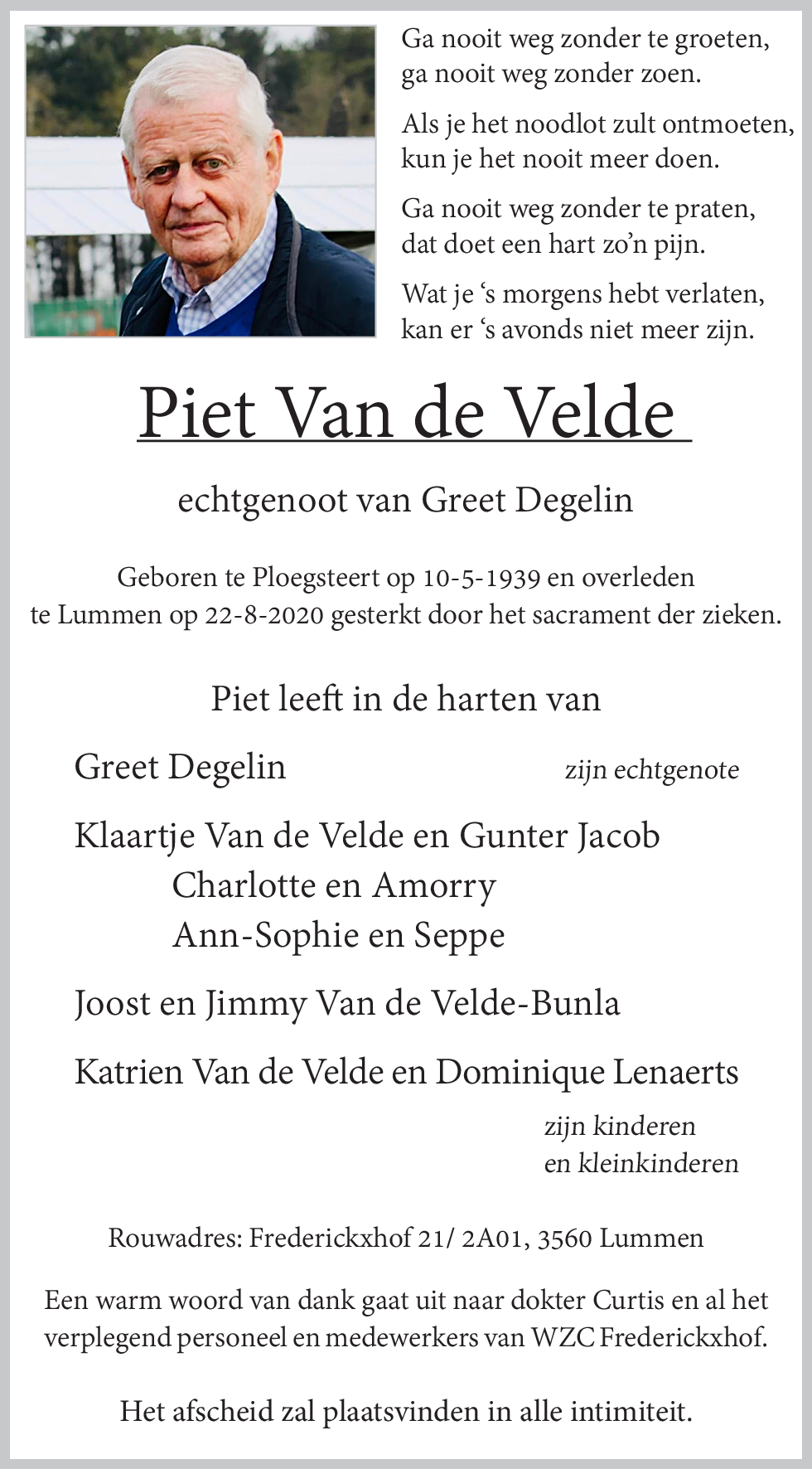 Piet Van de  Velde