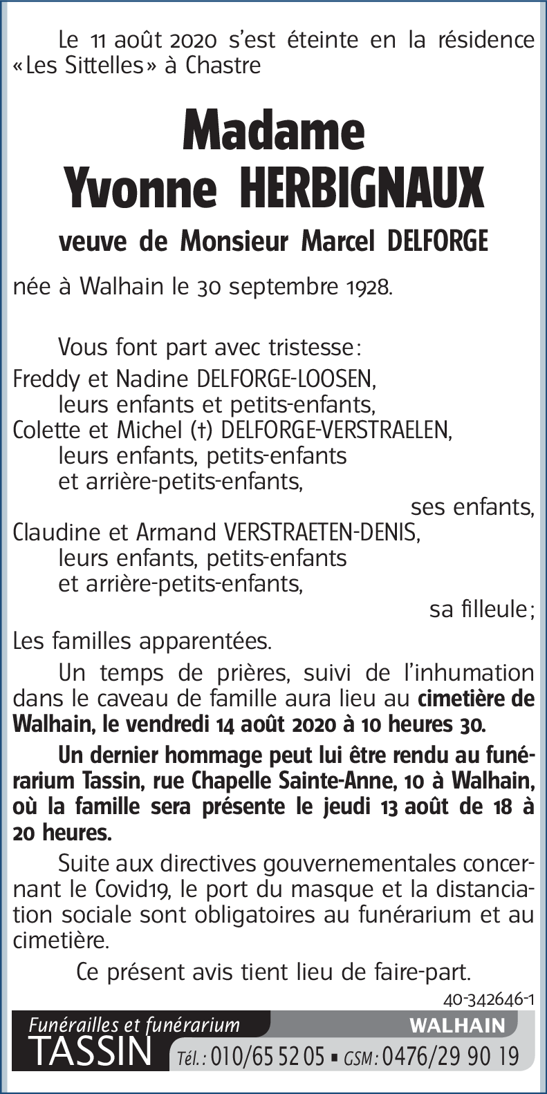 Yvonne HERBIGNAUX