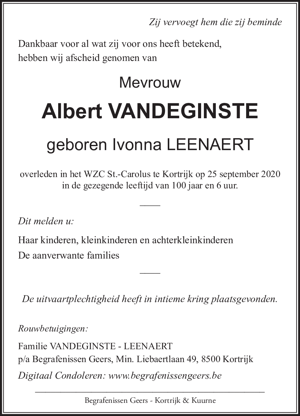 Ivonna VANDEGINSTE - LEENAERT
