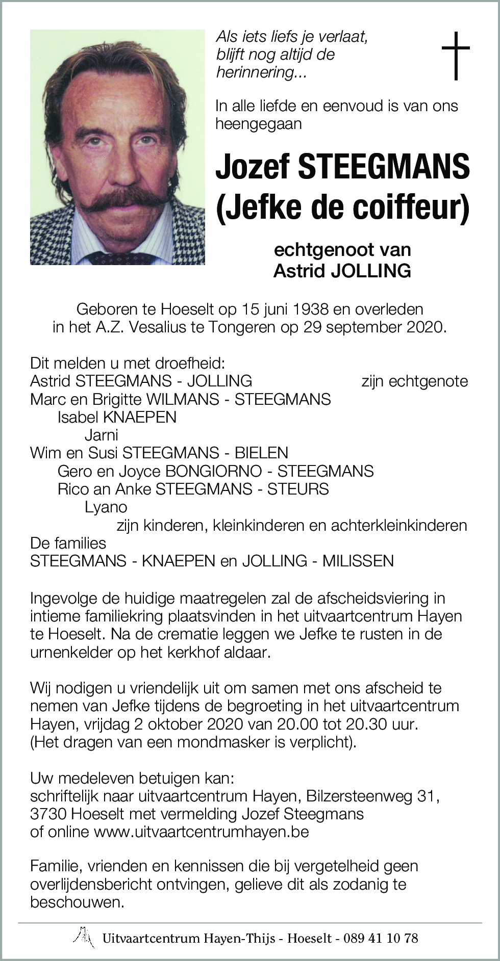 Jozef (Jefke de coiffeur) STEEGMANS