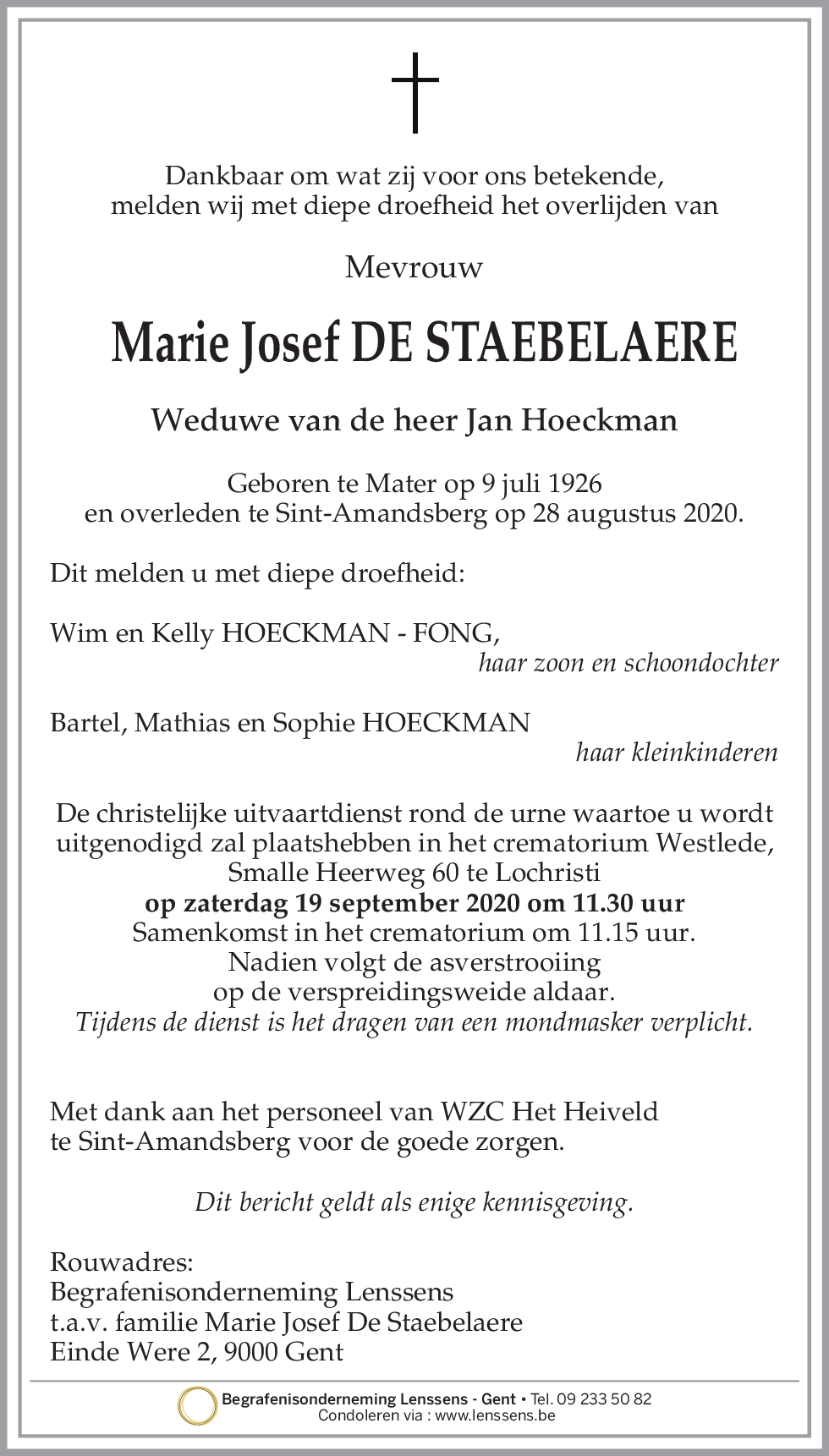 Marie Josef De Staebelaere