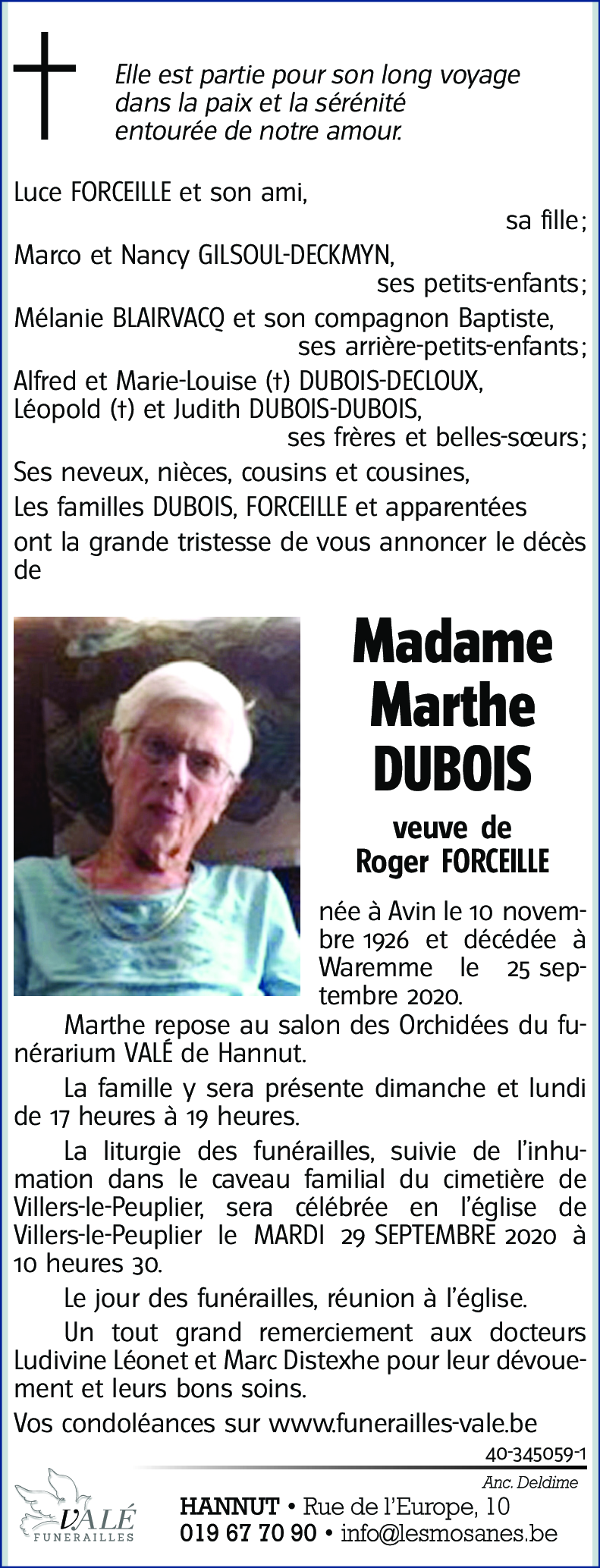 Marthe DUBOIS