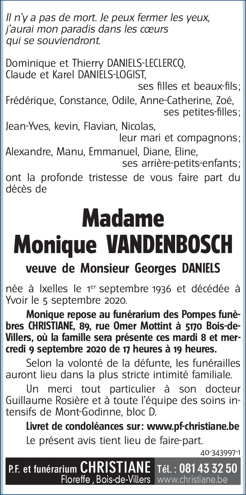 Monique VANDENBOSCH