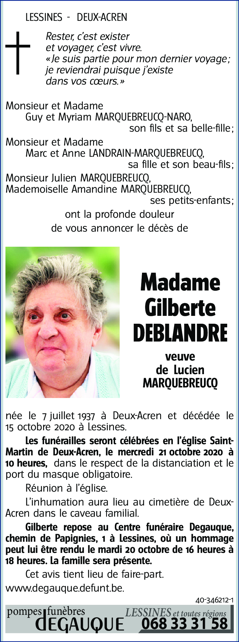 Gilberte DEBLANDRE