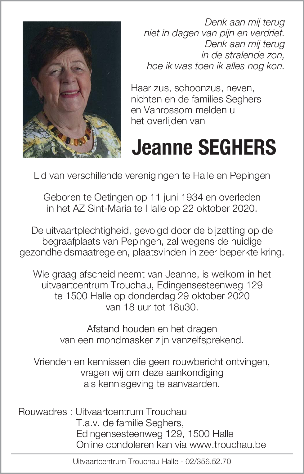Jeanne SEGHERS