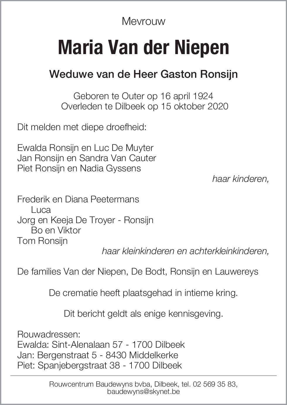 Maria Van der Niepen