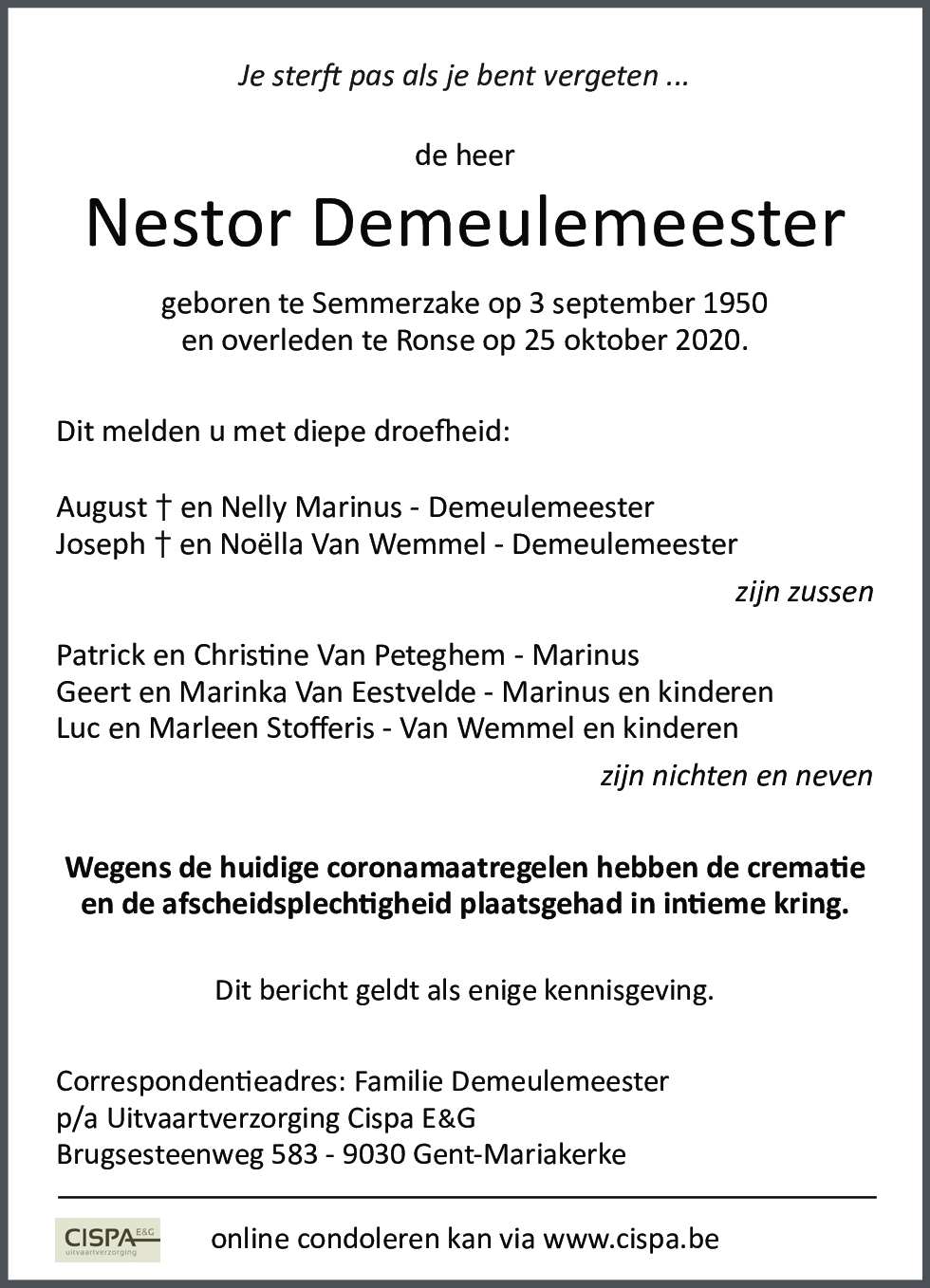 Nestor Demeulemeester