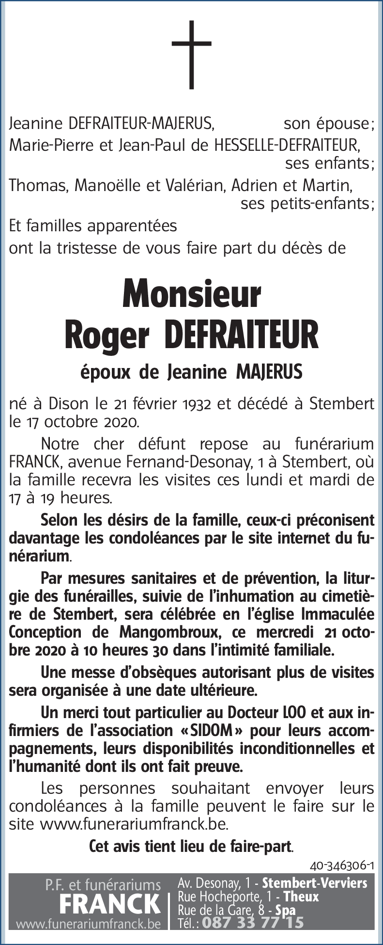 Roger DEFRAITEUR