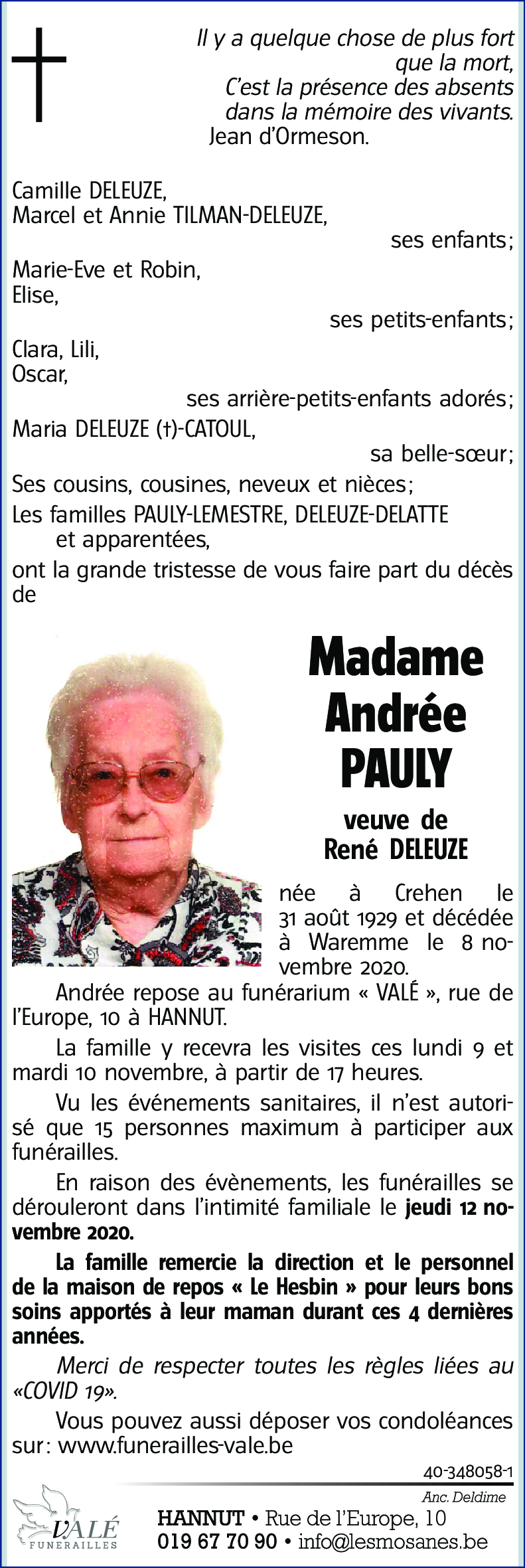 Andrée PAULY - DELEUZE(?)