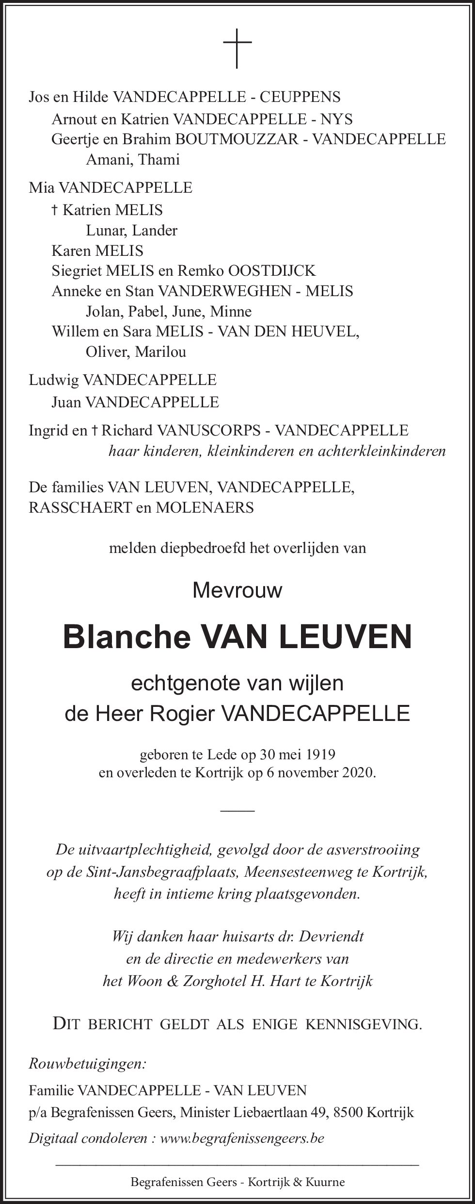 Blanche Vandecappelle - Van Leuven