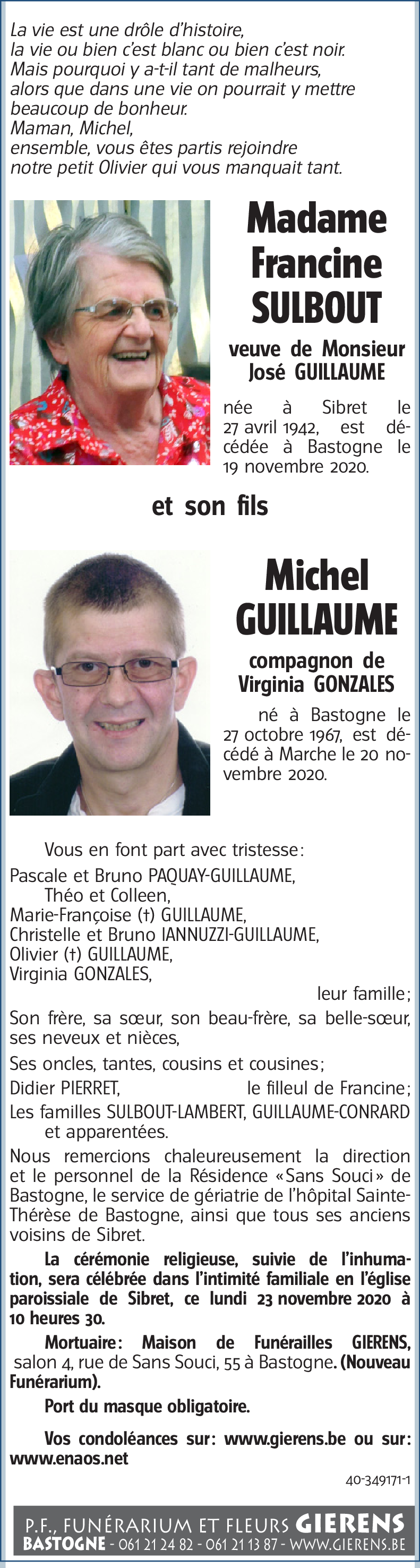 Francine SULBOUT Michel GUILLAUME