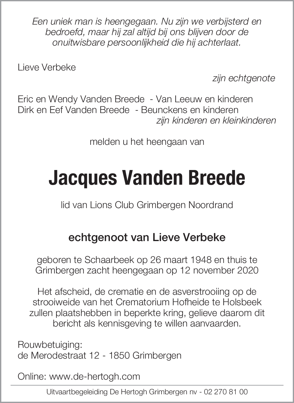 Jacques VANDEN BREEDE