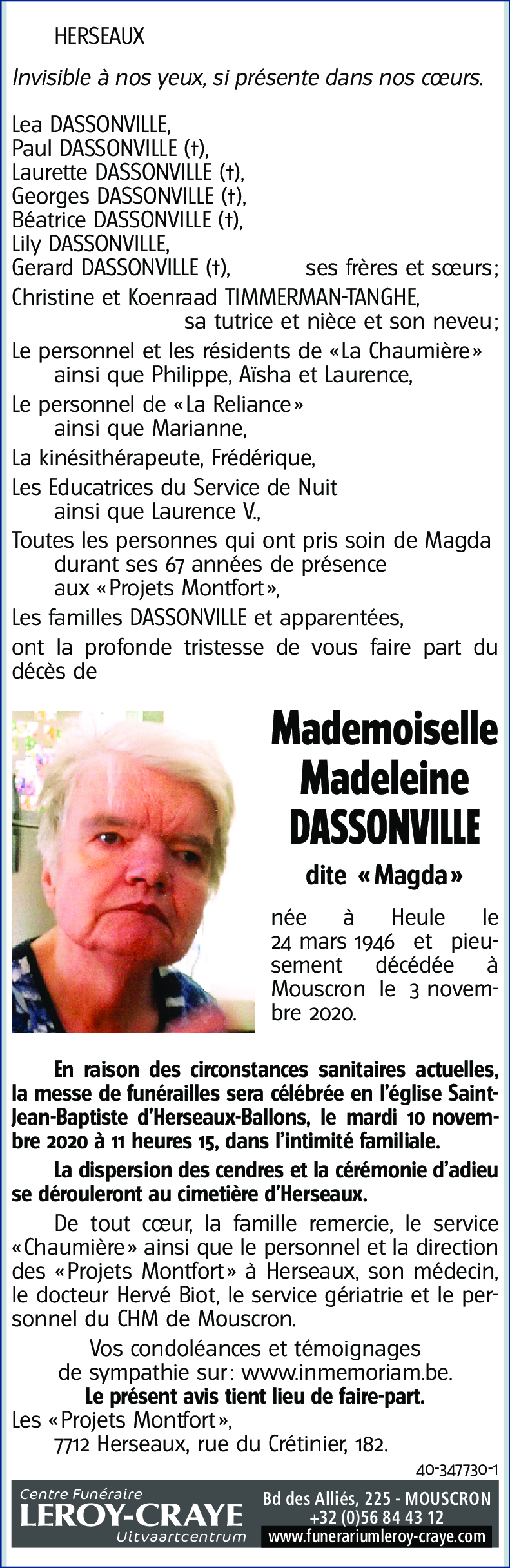 Madeleine DASSONVILLE