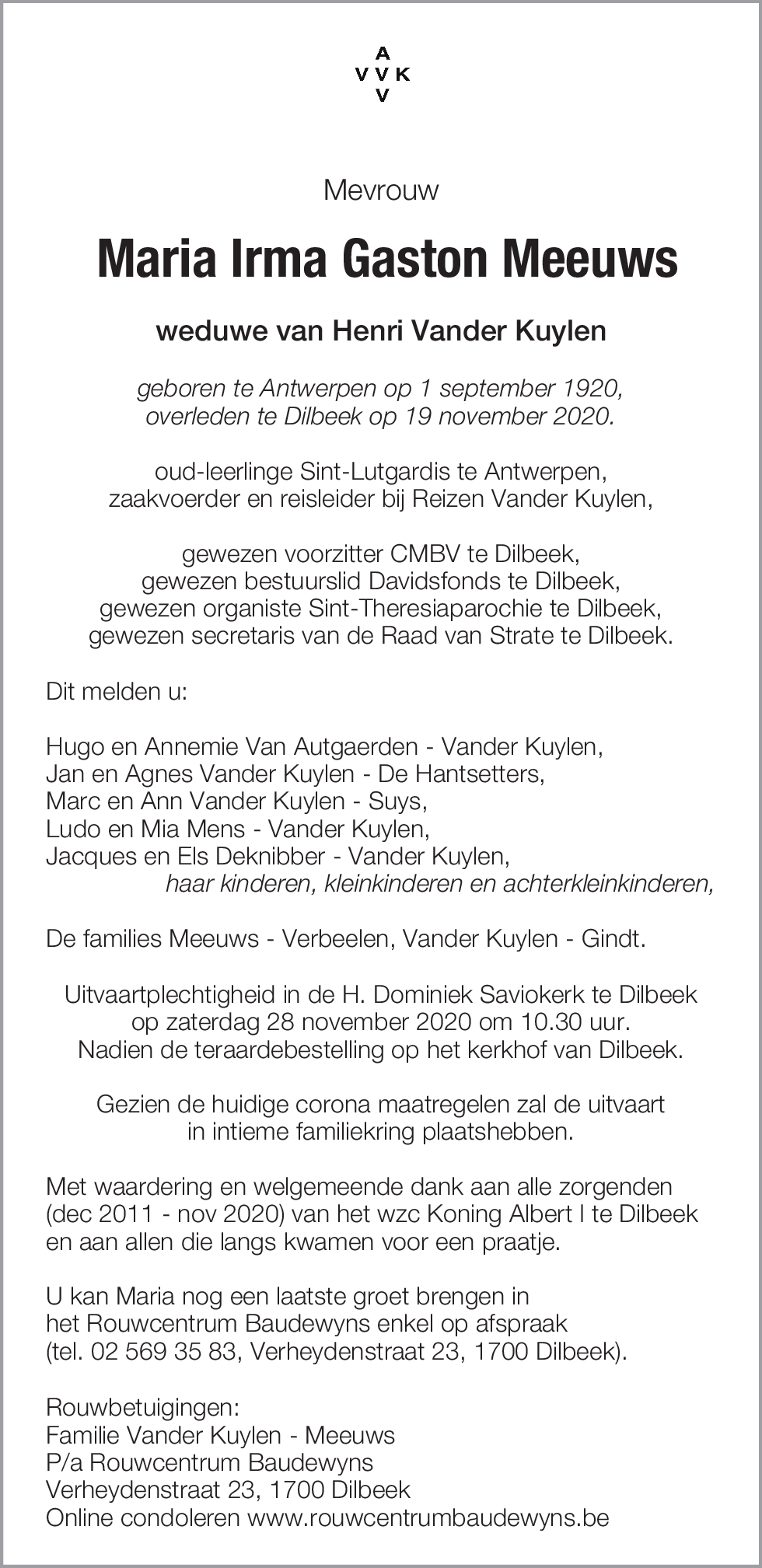 Maria Irma Gaston Meeuws