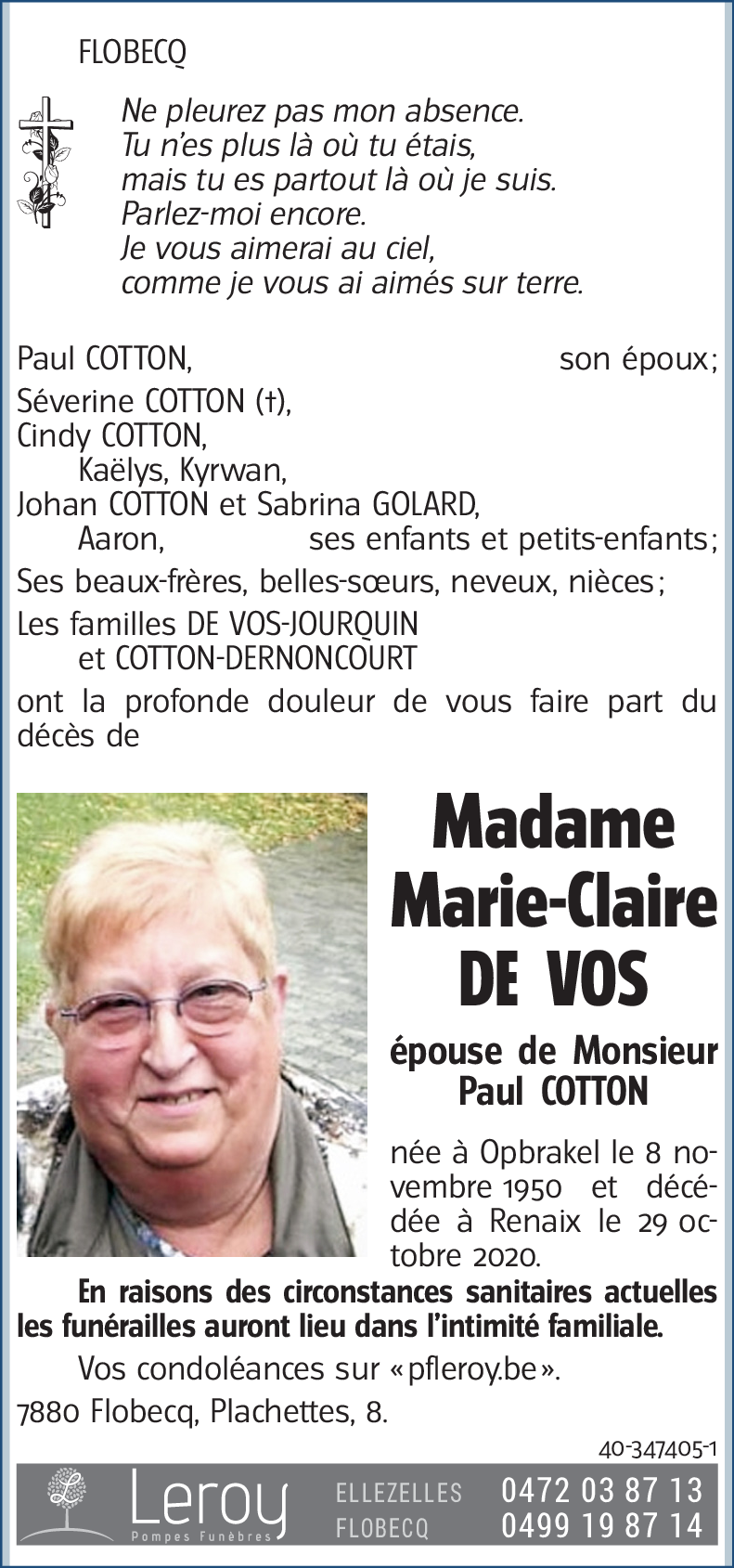 Marie-Claire DE VOS