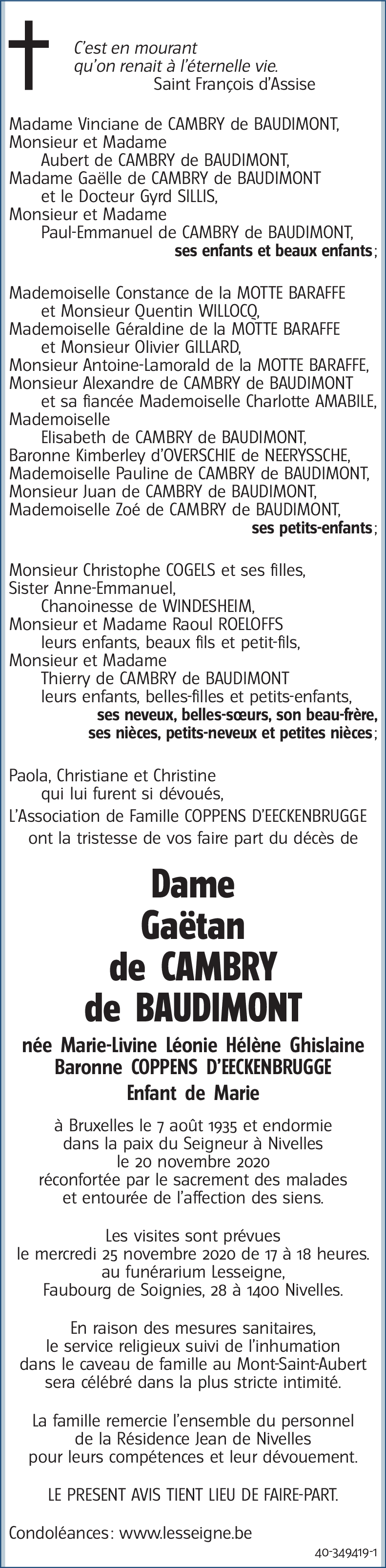 Marie-Livine Léonie Hélène Ghislaine COPPENS D'EECKENBRUGGE