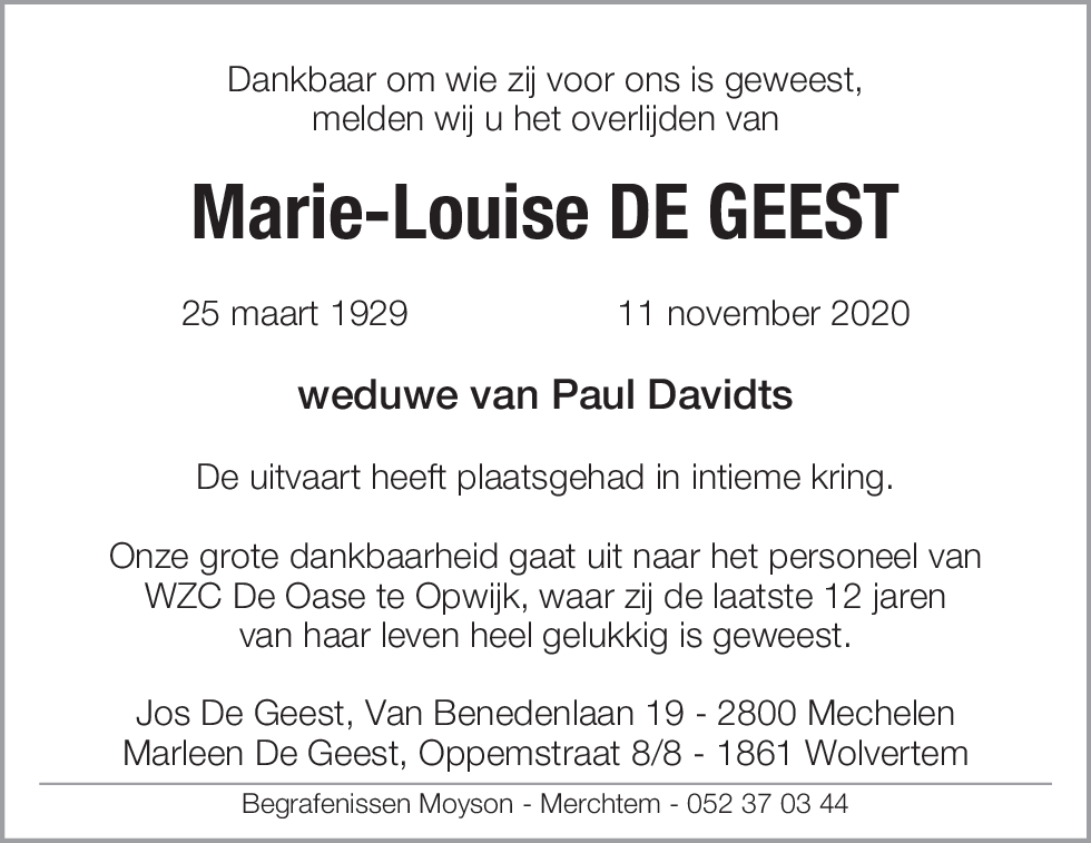 Marie-Louise De Geest