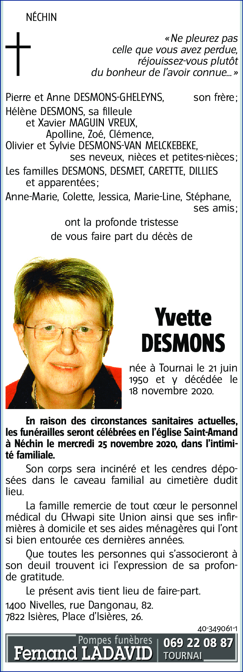 Yvette DESMONS
