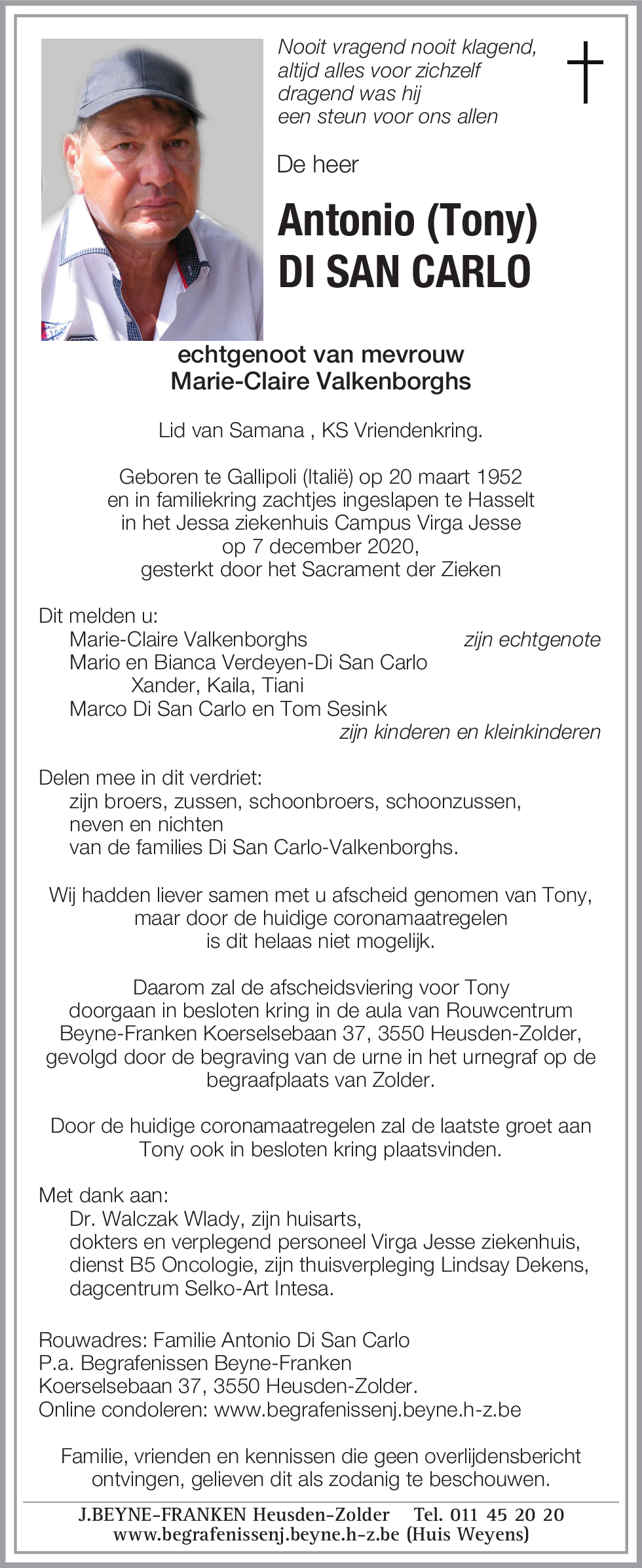 Antonio (Tony) Di San Carlo