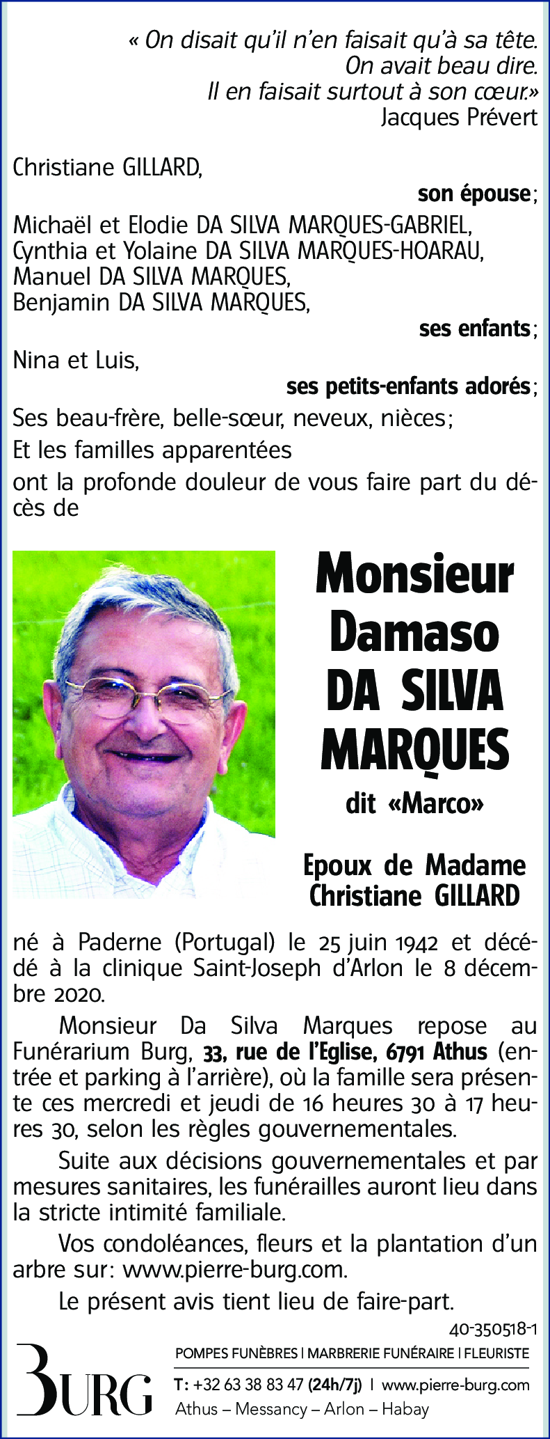 Damaso DA SILVA MARQUES