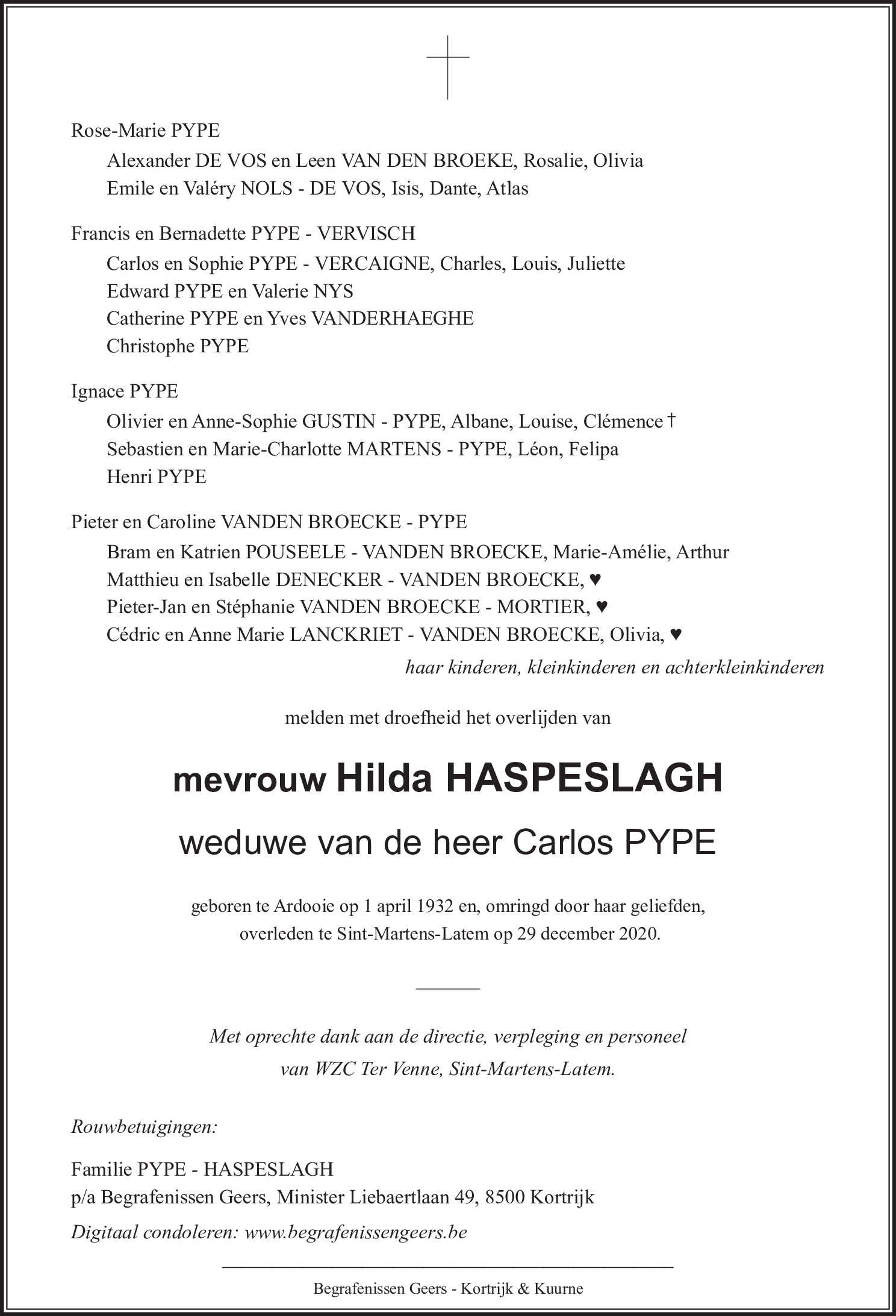 Hilda PYPE - HASPESLAGH