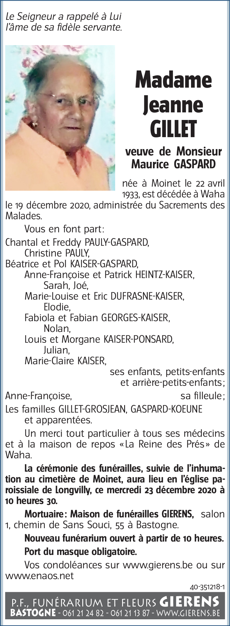 Jeanne GILLET