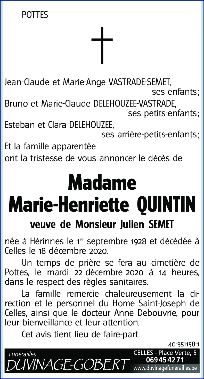 Marie-Henriette QUINTIN