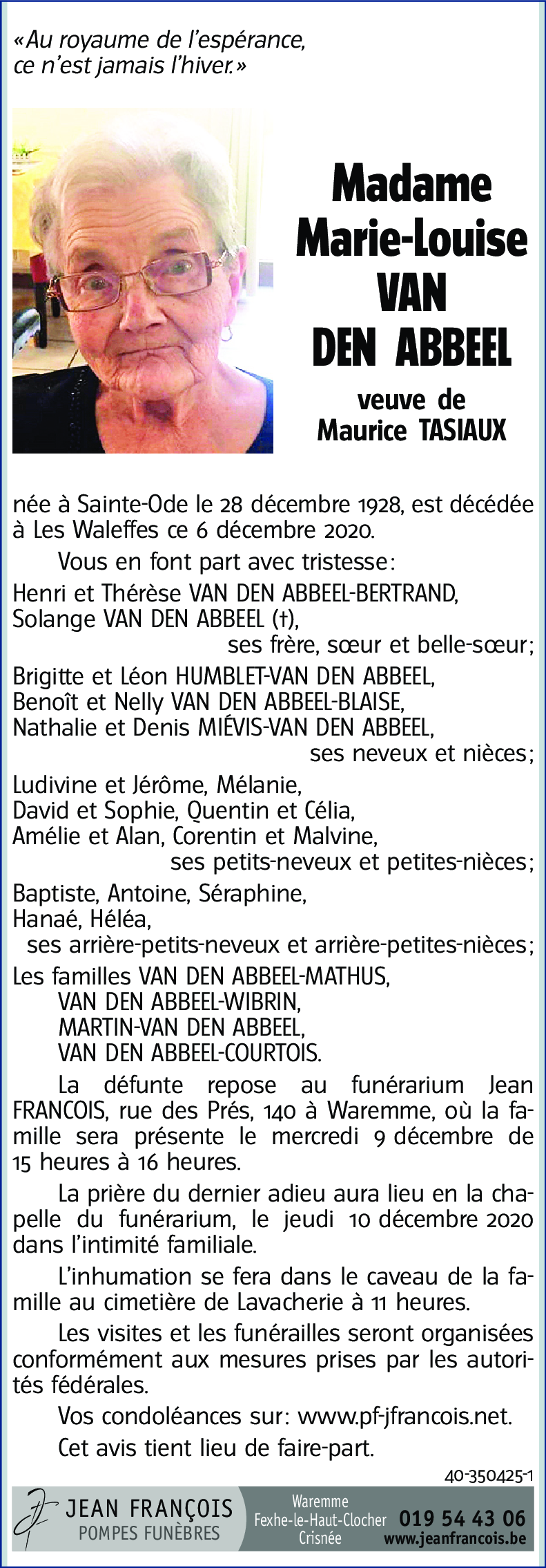 Marie-Louise VAN DEN ABBEEL