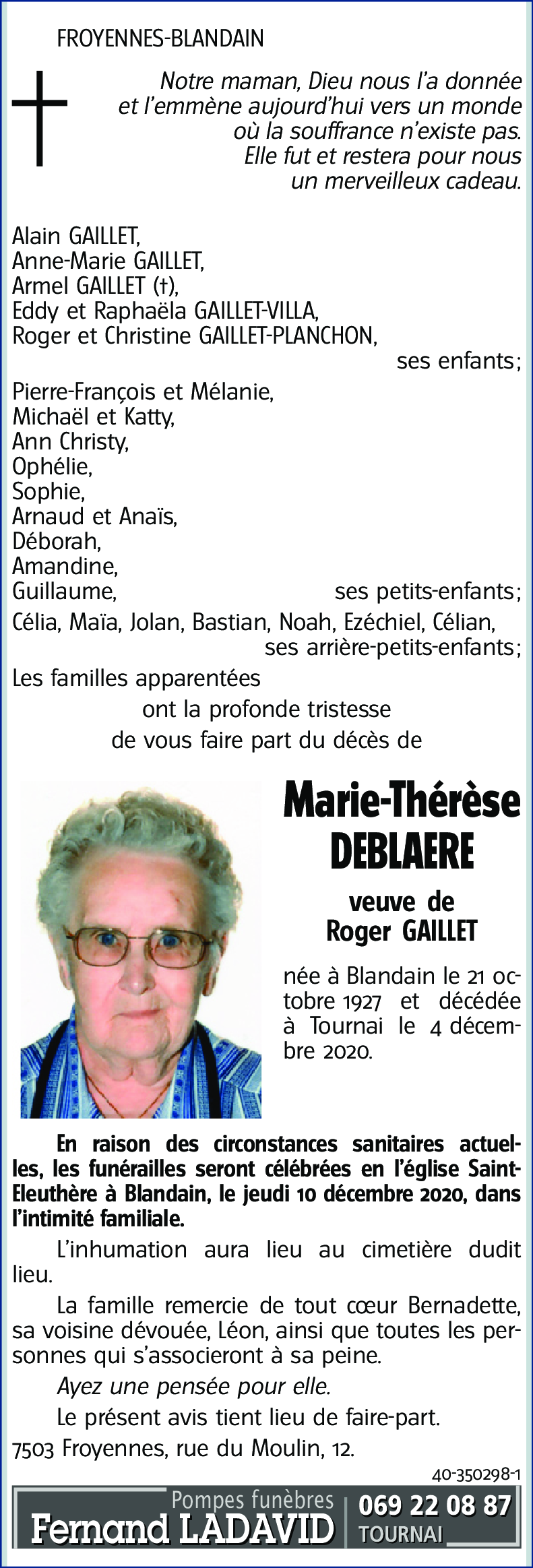 Marie-Thérèse DEBLAERE
