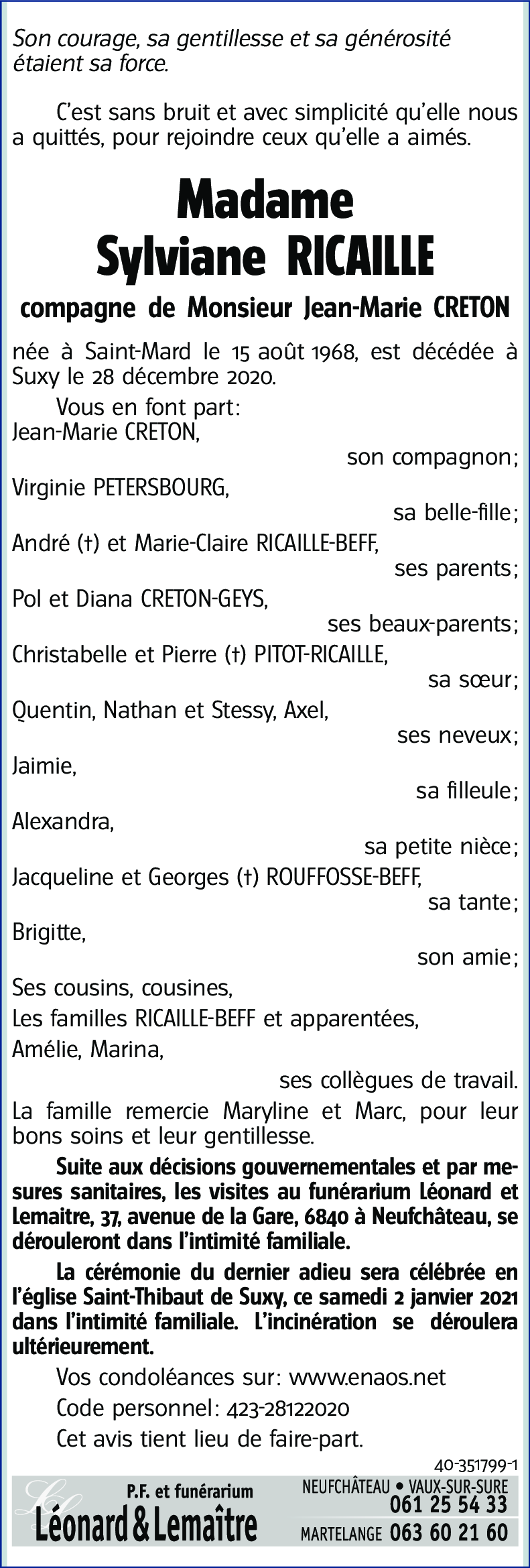 Sylviane RICAILLE
