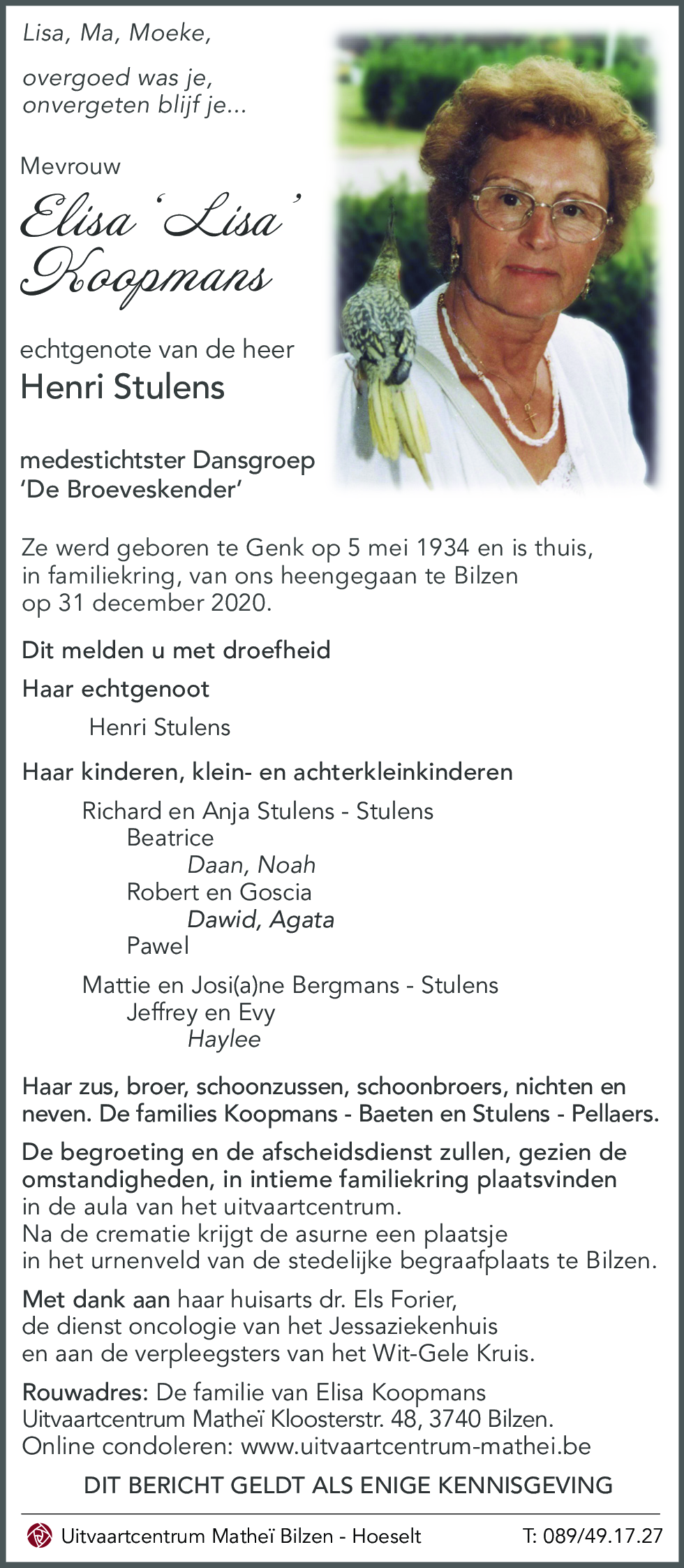 Elisa 'Lisa' KOOPMANS