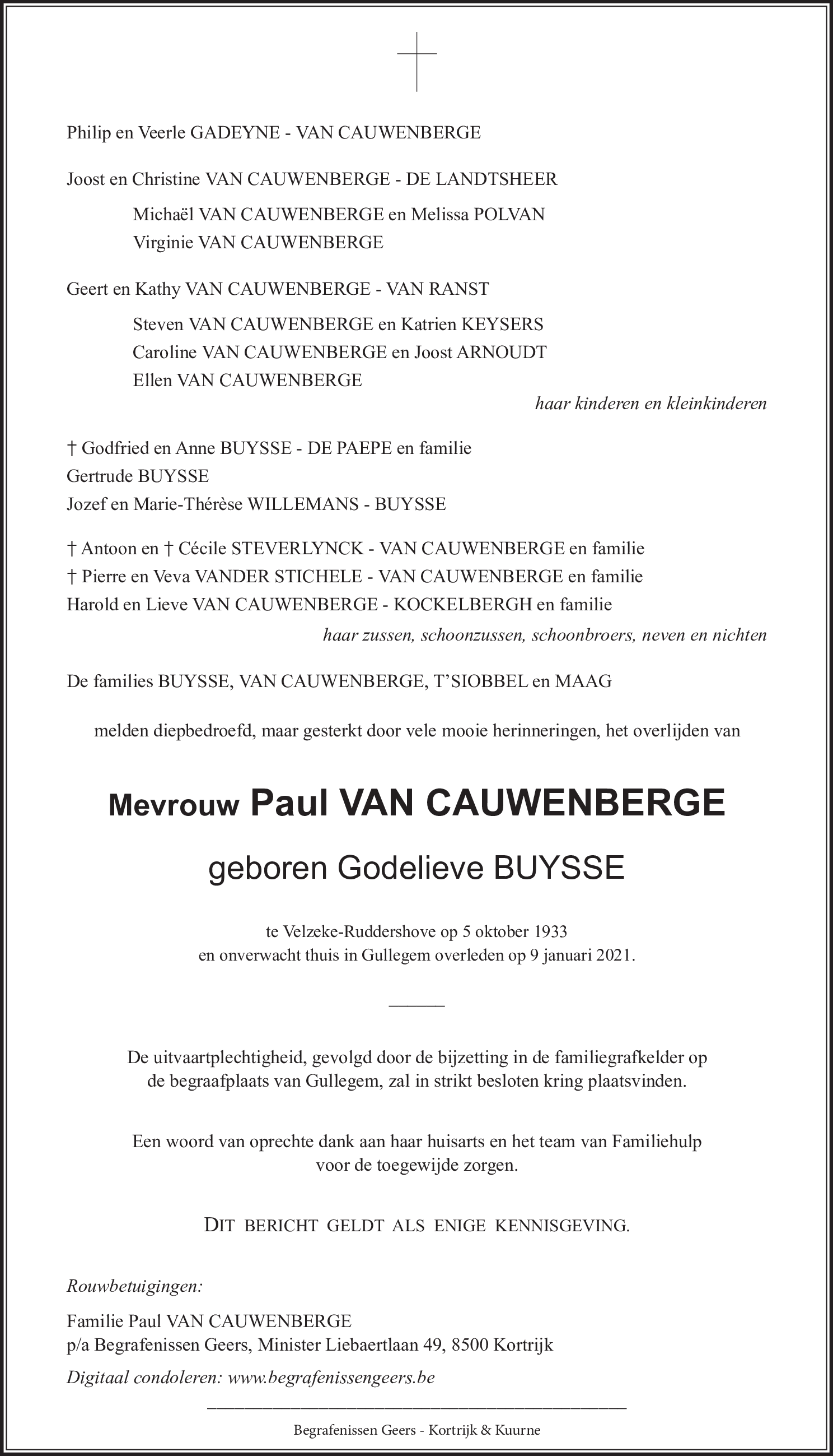 Godelieve VAN CAUWENBERGE - BUYSSE