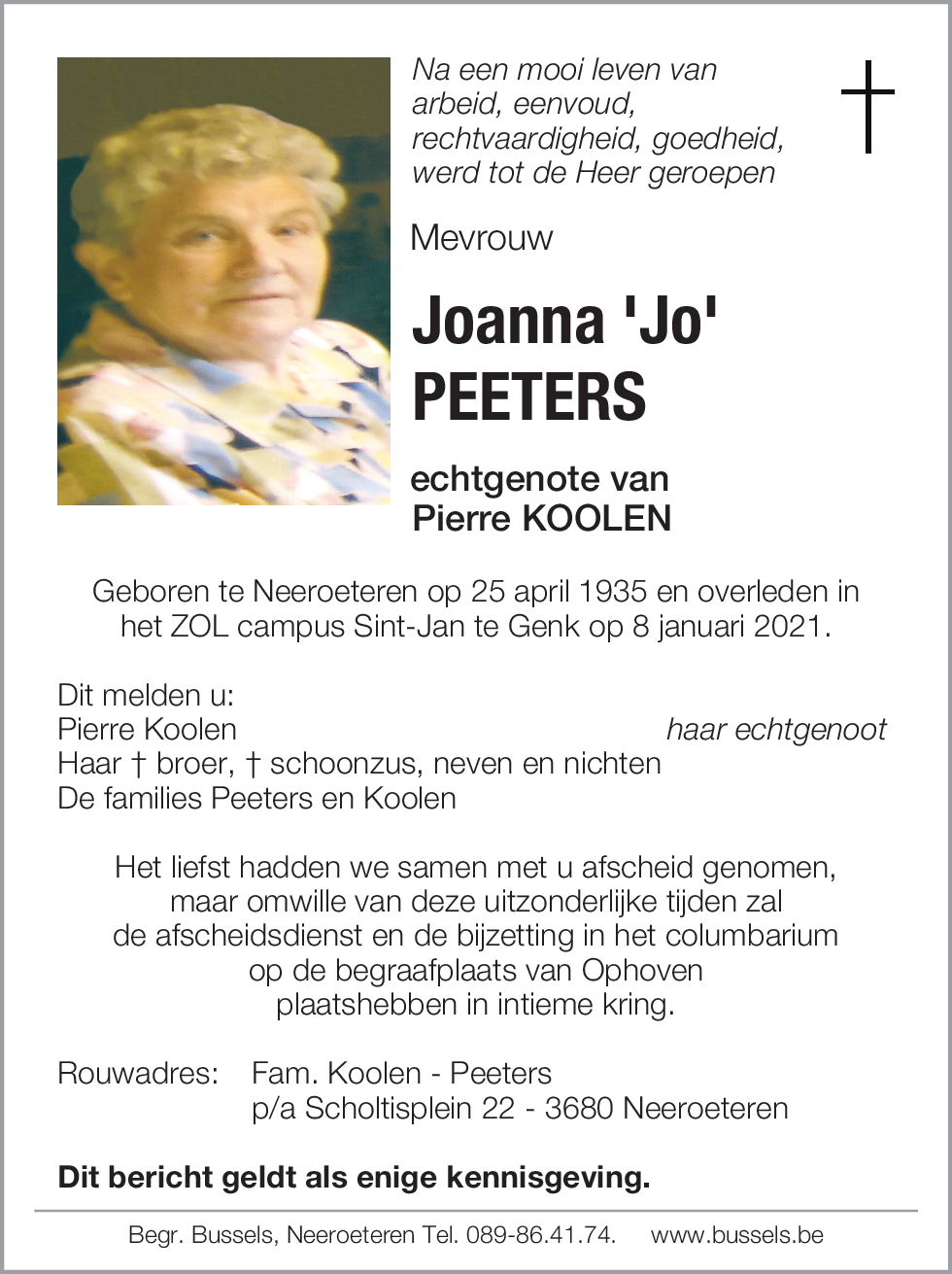 Joanna 'Jo' PEETERS