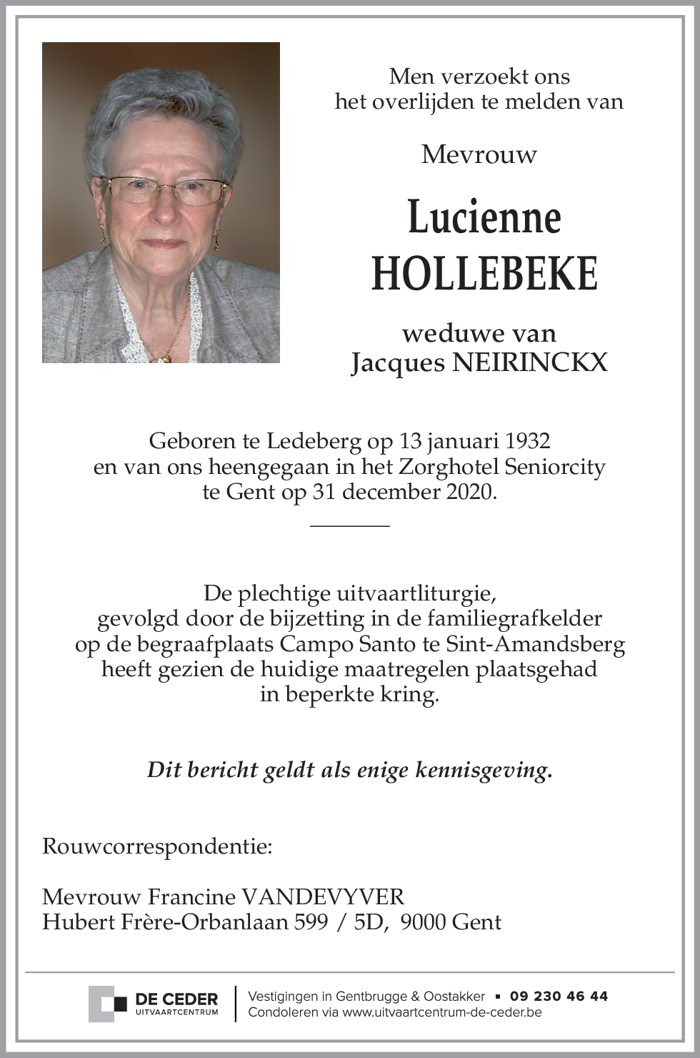 Lucienne HOLLEBEKE