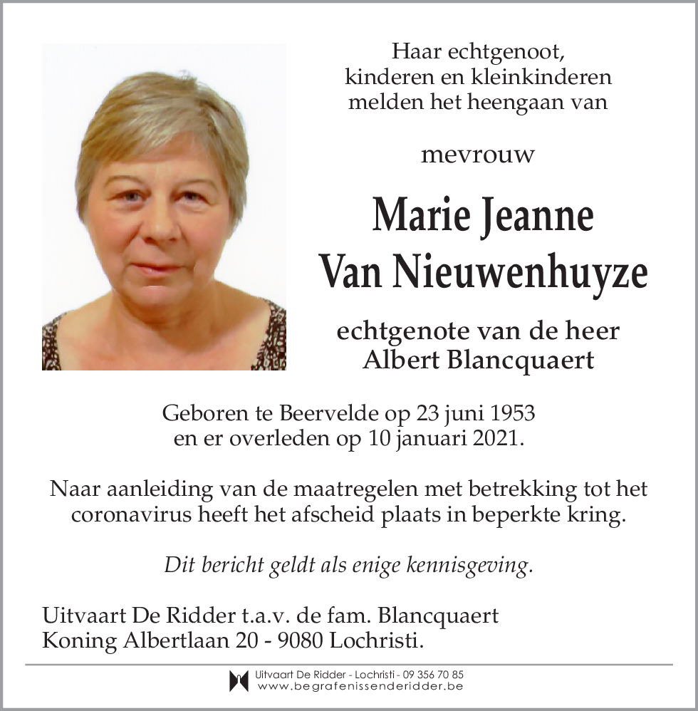 Marie Jeanne Van Nieuwenhuyze