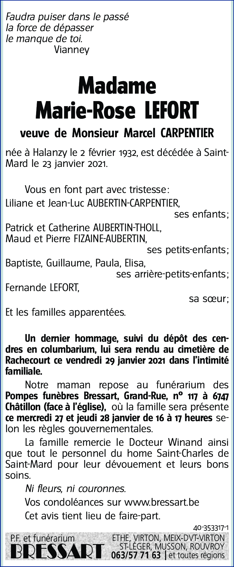 Marie-Rose LEFORT