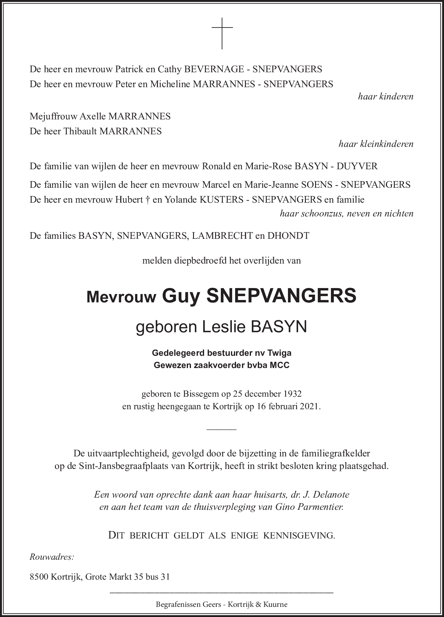 Leslie SNEPVANGERS - BASYN