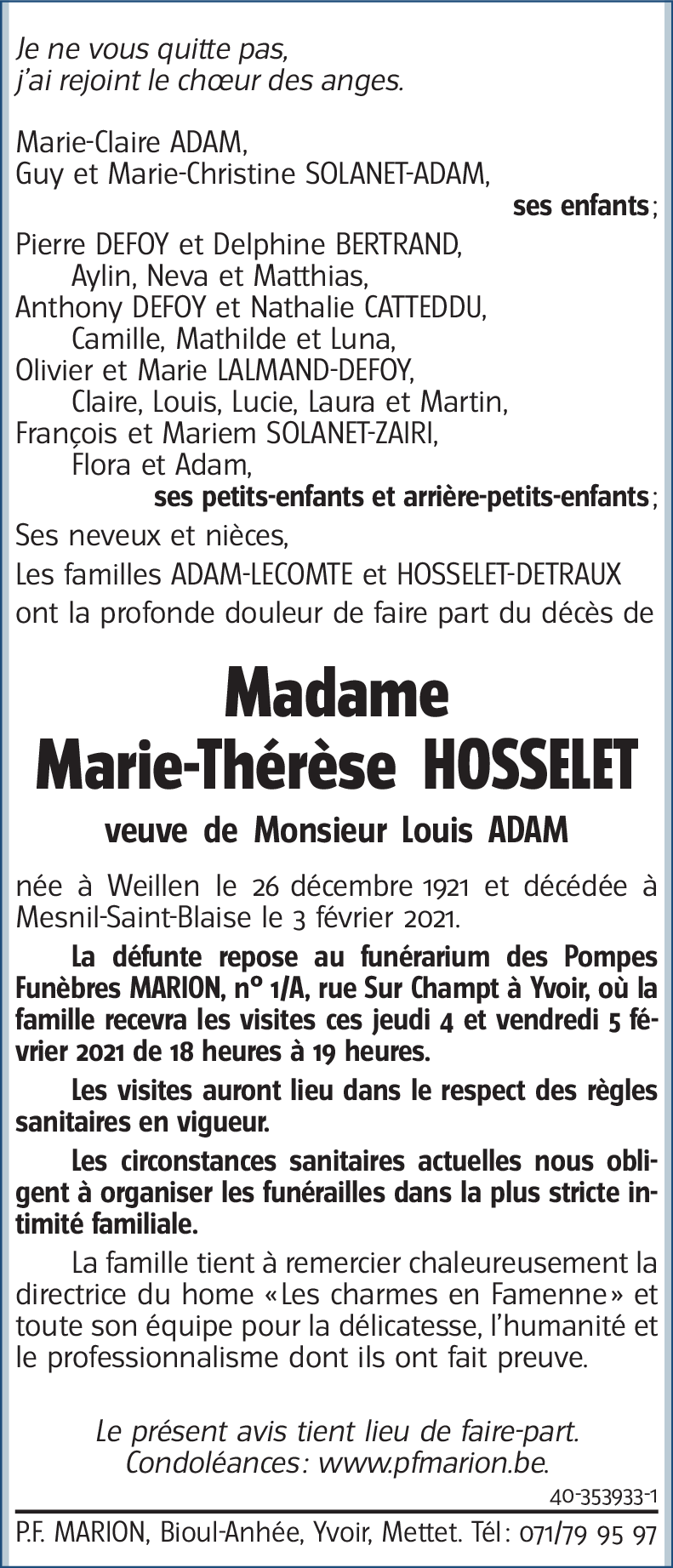 Marie-Thérèse HOSSELET