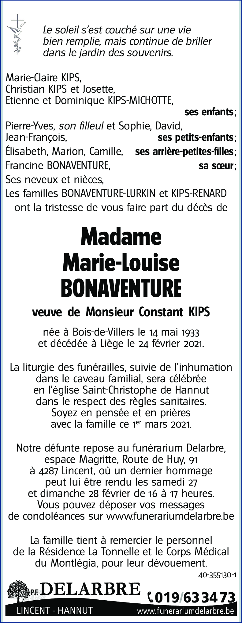 Marie-Louise BONAVENTURE