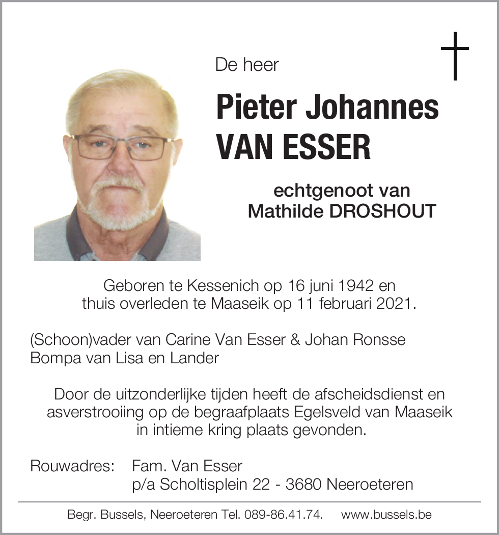 Pieter Johannes VAN ESSER