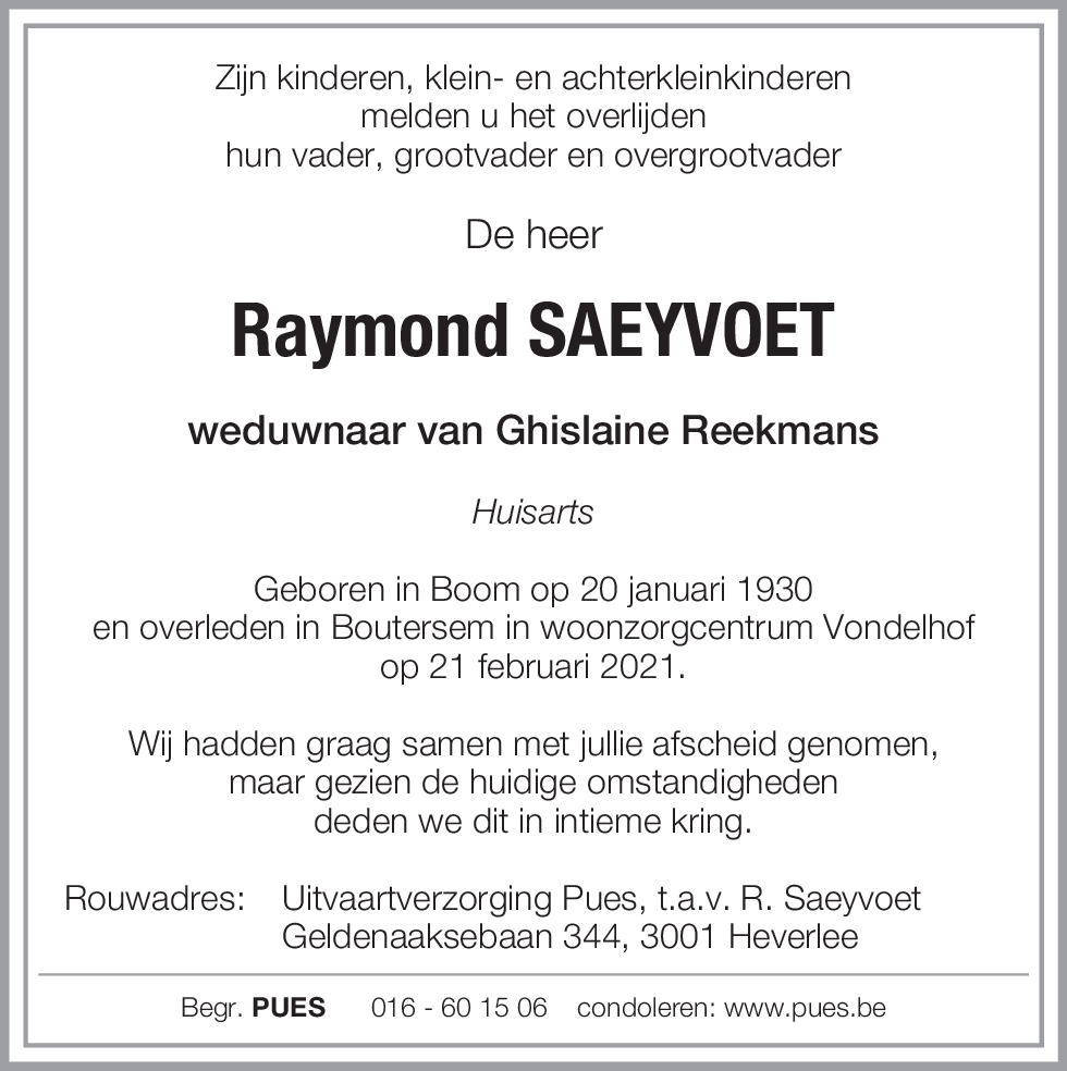 Raymond Saeyvoet