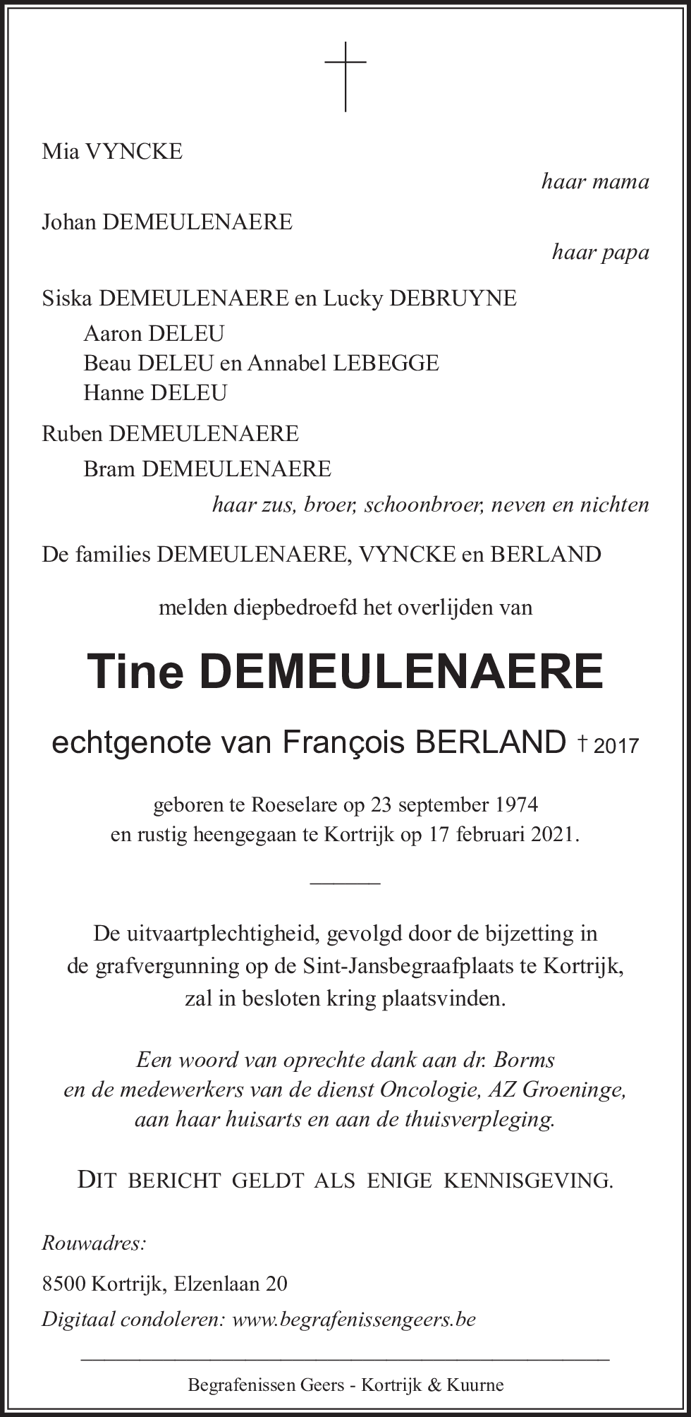 Tine BERLAND - DEMEULENAERE