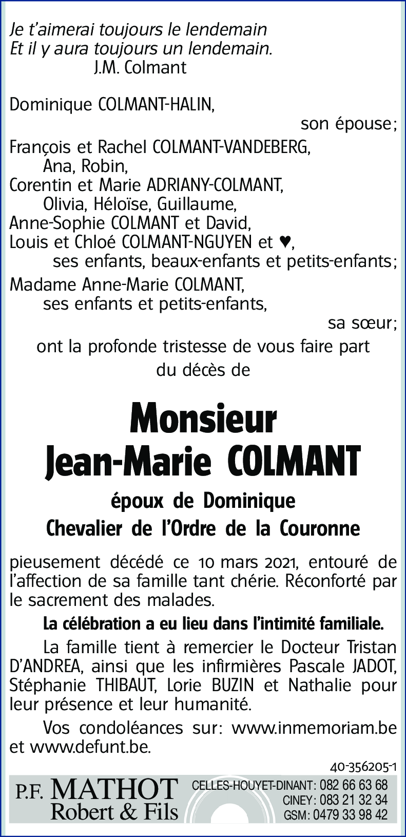 Jean -Marie COLMANT