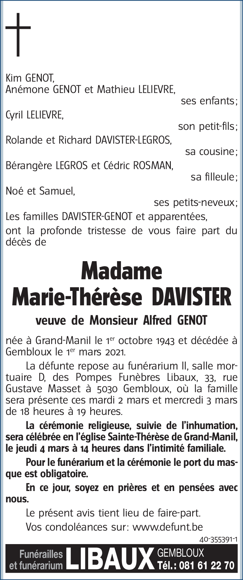 Marie-Thérèse DAVISTER