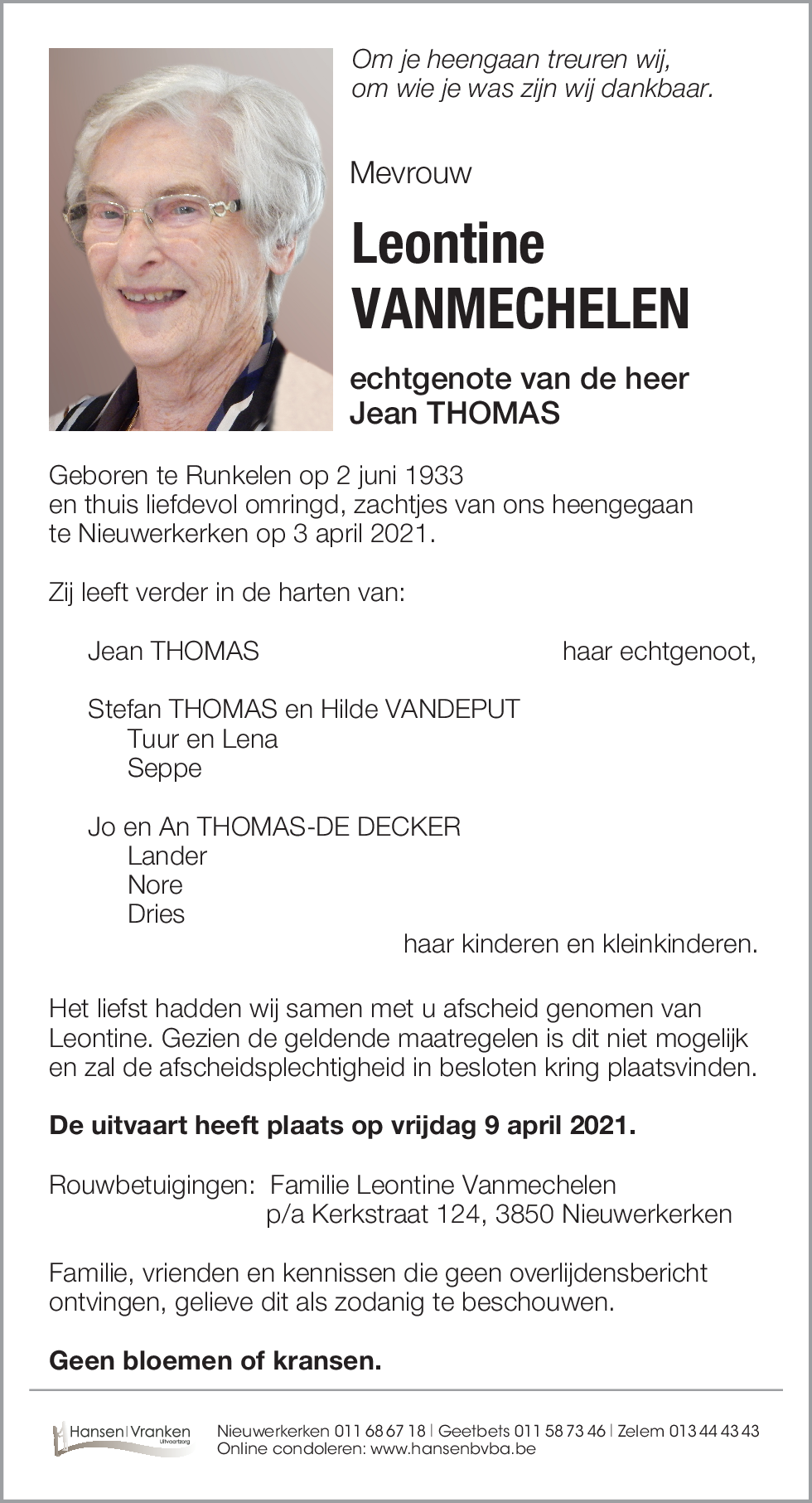 Leontine VANMECHELEN