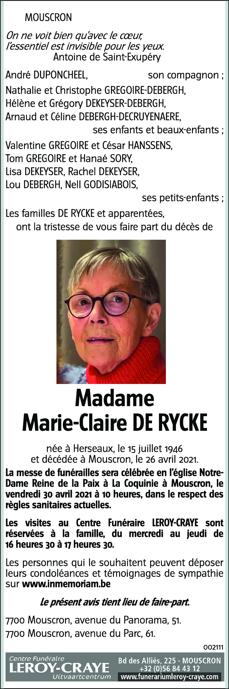 Marie-Claire DE RYCKE