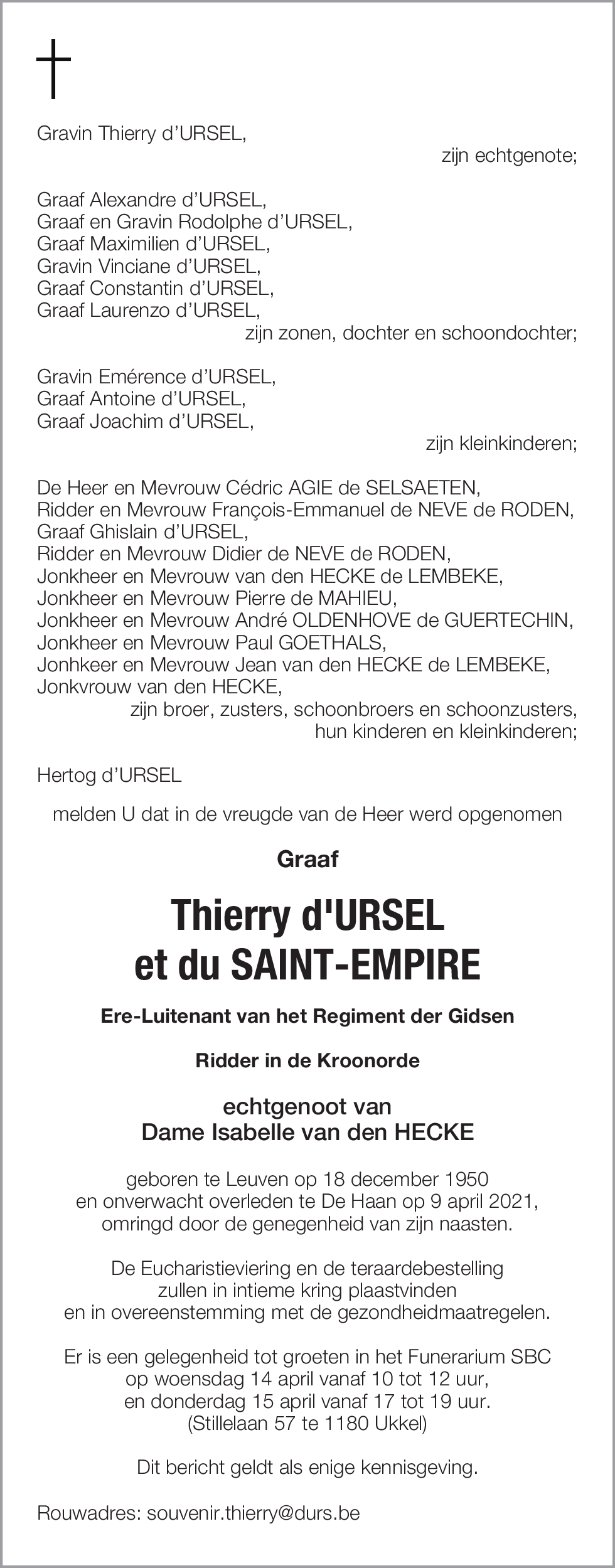Thierry d'URSEL et du SAINT-EMPIRE