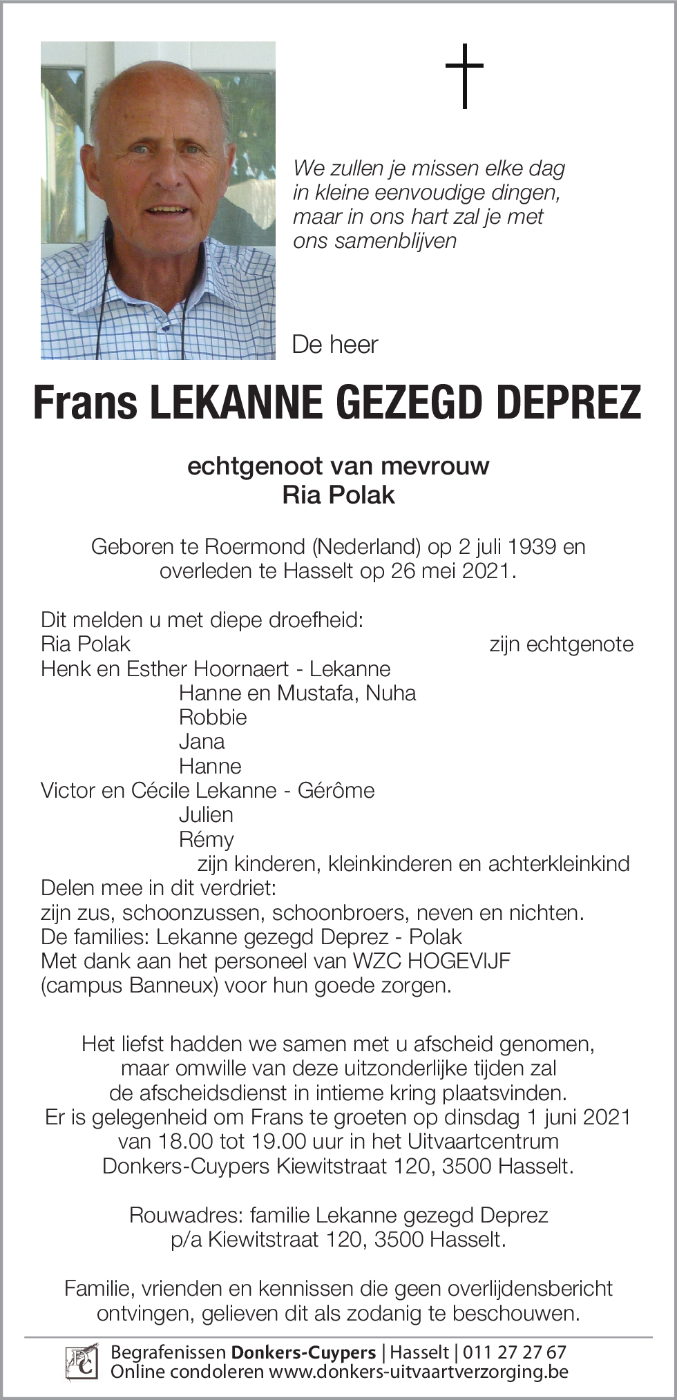 Frans Lekanne gezegd Deprez