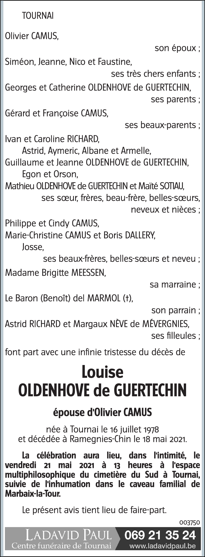 Louise OLDENHOVE de GUERTECHIN