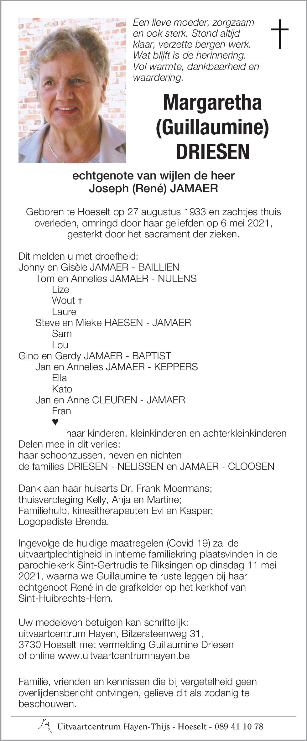 Margaretha (Guillaumine) DRIESEN